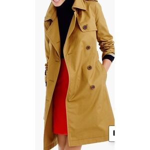 J.Crew Womens Double Breasted Trench Coat Size 6 Classic Camel Tan Belted